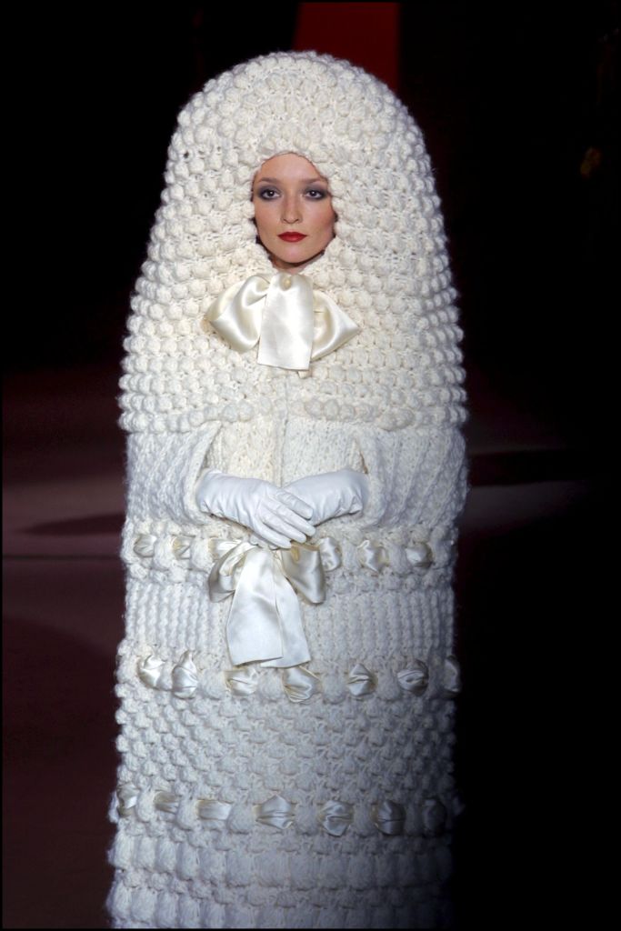 Yves Saint Laurent's Knit Bridal Gown: A Famously Bizarre Fuzzy Cocoon ...